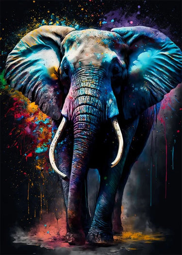 Vibrant Abstract Elephant Canvas Wall Art - InspiredGrabs.com